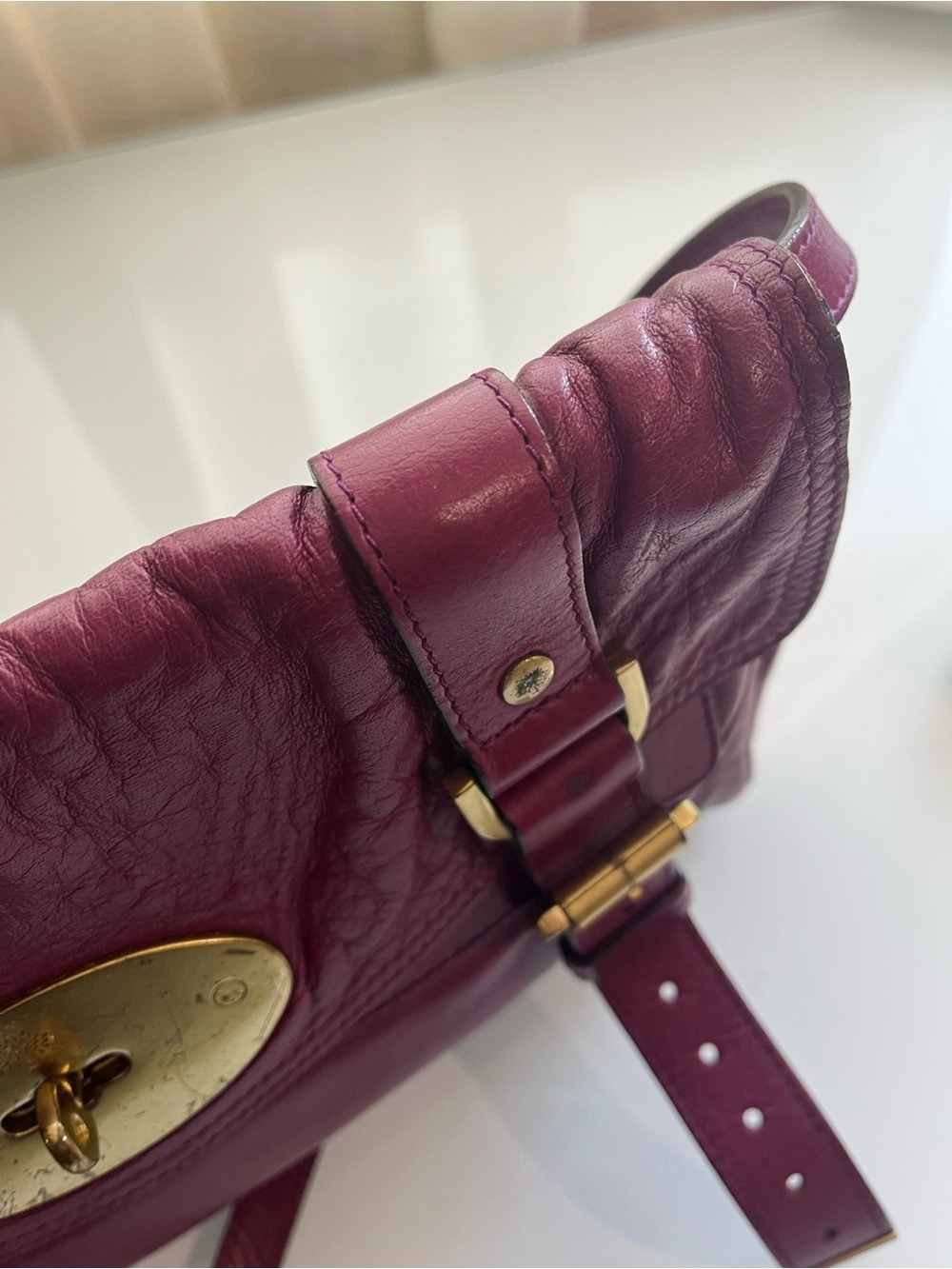 MULBERRY RARE VINTAGE TRIM ALEXA IN BERRY LEATHER - Picture 5 of 16